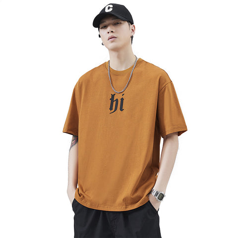 Melopridy Men's Loose Casual Half-Sleeved Ins Round Neck T-Shirt